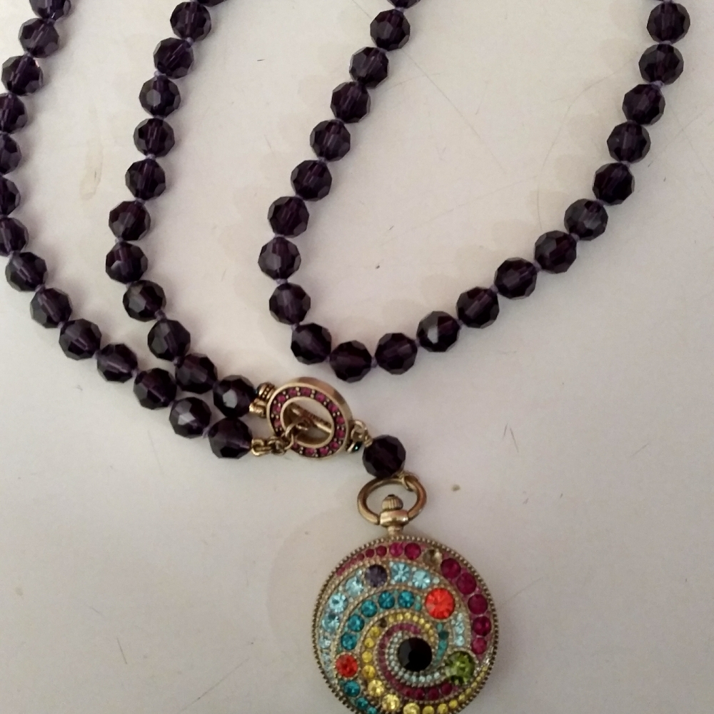 Heidi Daus stone studded timepiece necklace